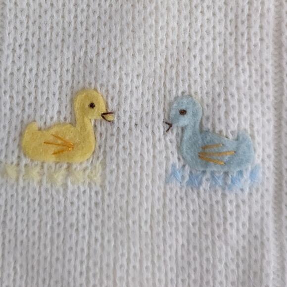 Vintage Baby Boy Infanta White Jacket Duck Embroidered Hooded 12 Month Easter - Picture 4 of 7